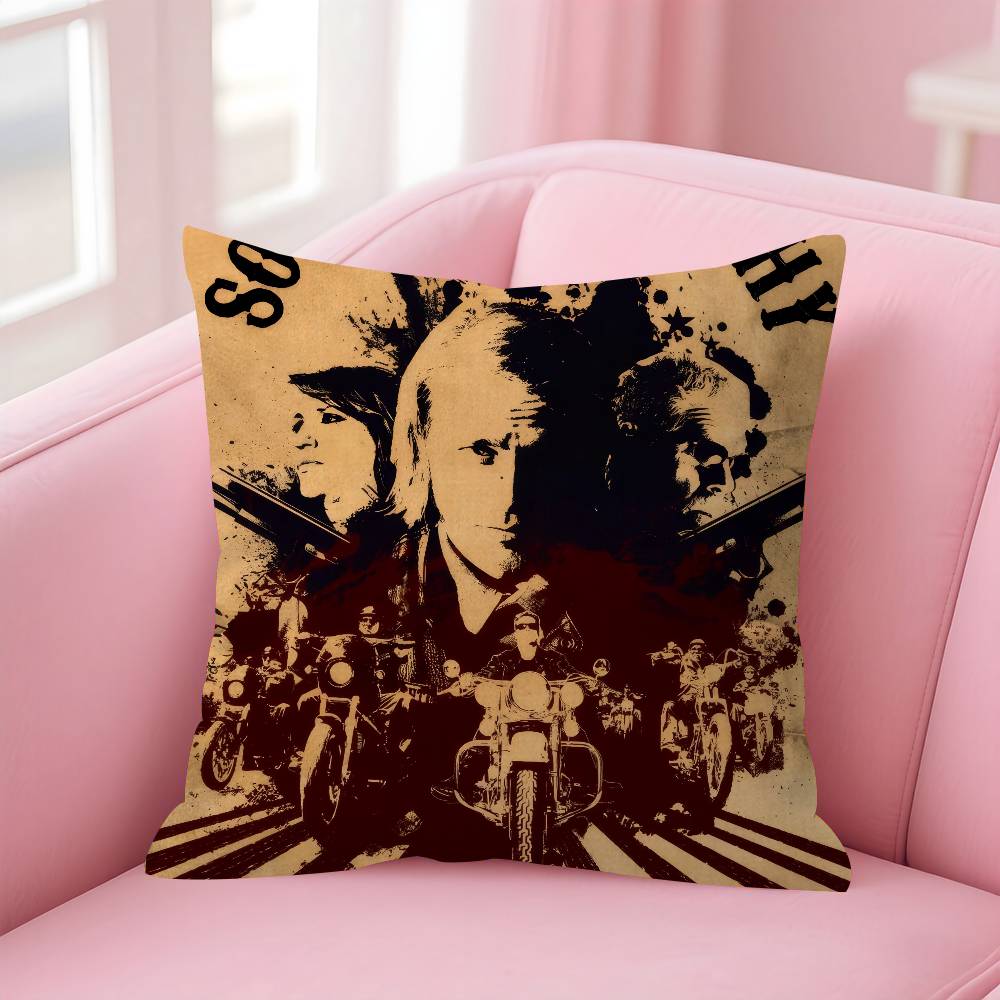 Classic Crime S-Sons Of A-Anarchy Double-Sided Printed Pillow Cover Short Plush Suitable Living Rooms Sofas Throw Cushion Cover