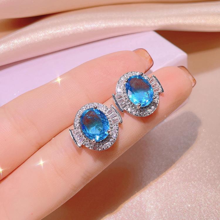 

Имитация топа голубой мозамбикский аквамарин серьги комплект кольцо кулон серьги женщина