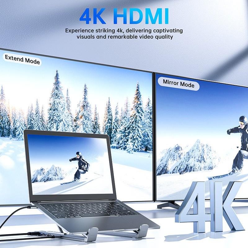 Universal 4K Multi-function USB-C Docking Station & Stand for Laptops, Tablets, and Phones