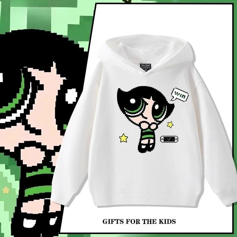 Новый осенне-зимний милый девчачий стиль, универсальный повседневный топ, толстовка с капюшоном с принтом по мотивам мультсериала «Суперкрошки» для милых девочек 160