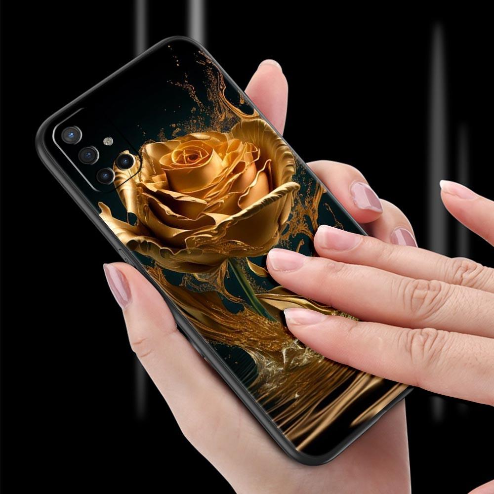 Phone Case For Oneplus 13R 12R 10R 13 12 11 10T Nord N100 N10 Z N30 CE 3 2 2T Pro Lite 5G Soft TPU Cover Gold Rose Love Heart