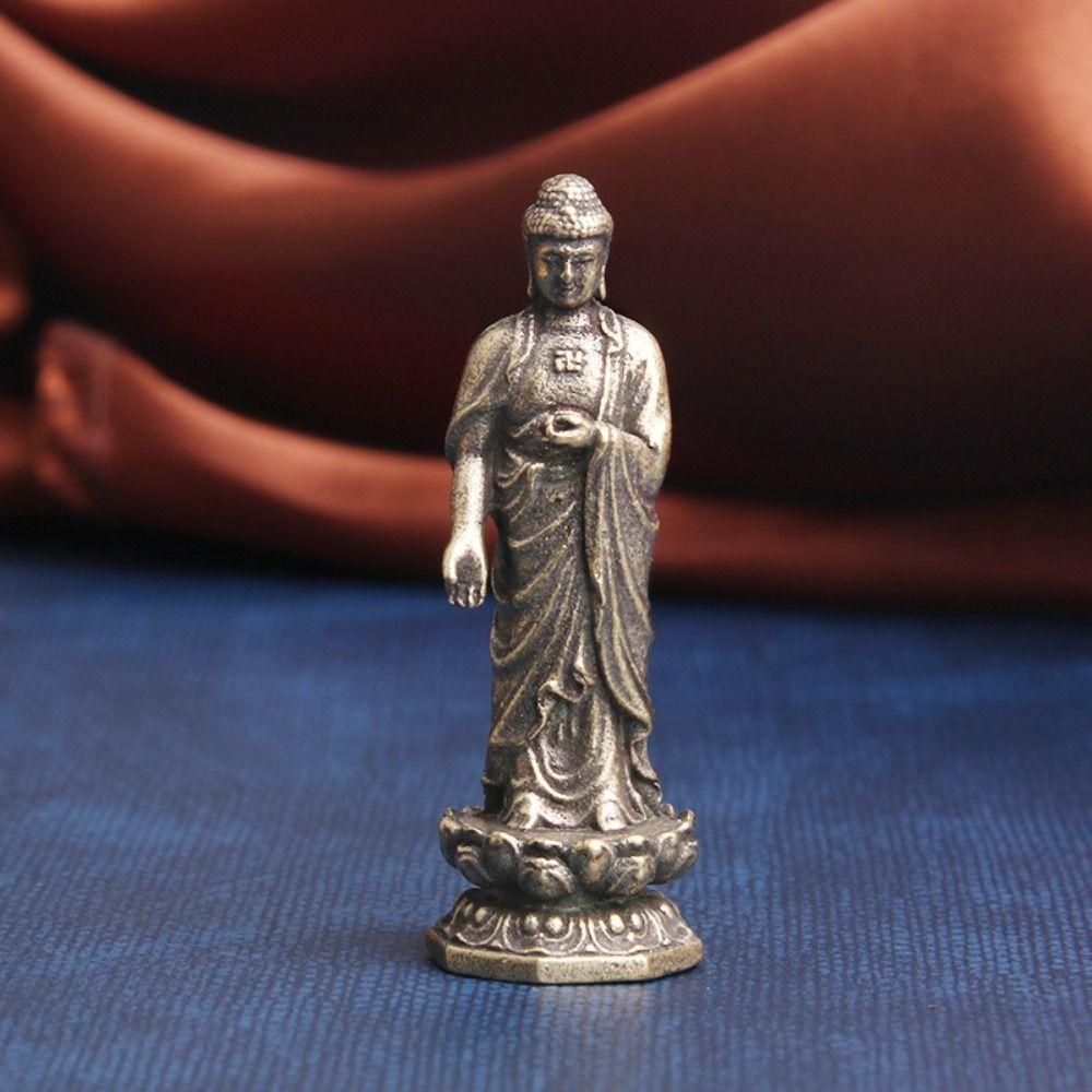 

Retro Tathagata Buddha Statue Lotus Guanyin Brass Buddha Sculpture Lotus Guanyin Statue Office