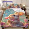 Rabbit Pattern Bedding Quilt Set Quilt Cover Pillowcase Home Decoration Birthday Gift (1 * duvet cover + 2 * pillowcase, without core)