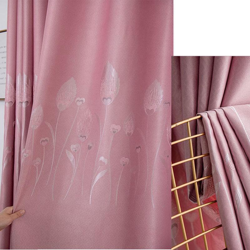 Thicken Jacquard Blackout Curtains Nordic Living Room Bedroom Home Rental Insulation Balcony Bay Window Curtain Rod