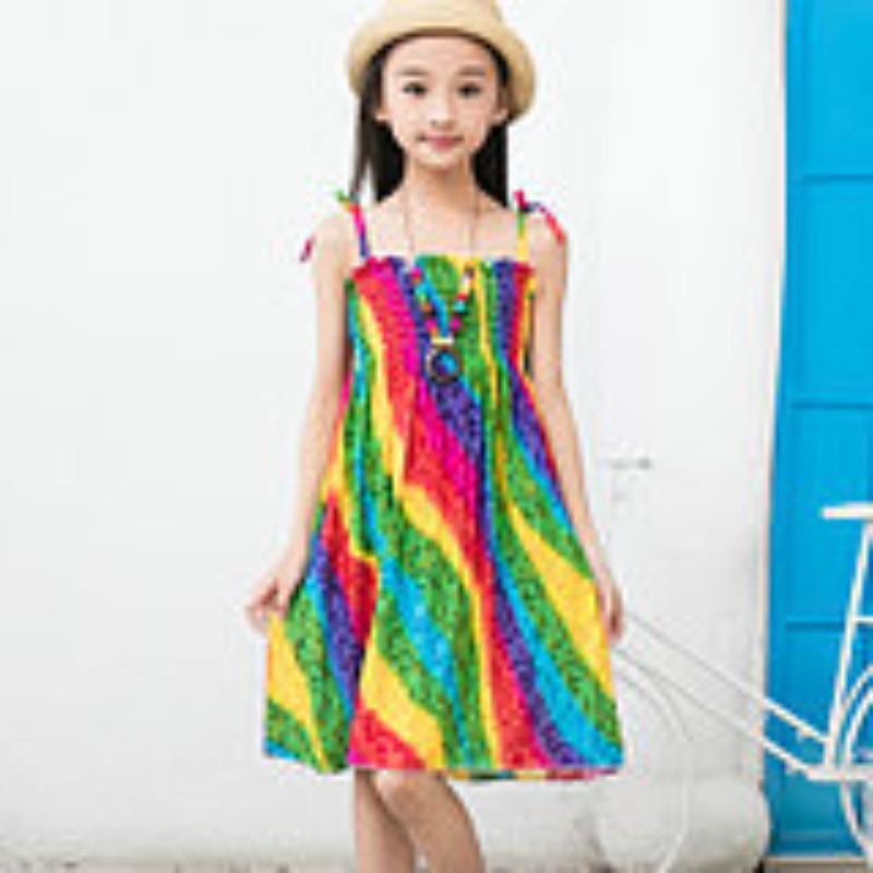 Shabohemian mother and daughter beach skirt parent-child suspender skirt girls floral vest skirt