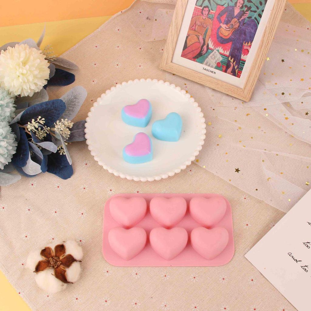 In-Stock Silicone Heart Mold: Valentine's Day 6-Cavity for Cakes, Chocolate, Ice Cubes, Mousse, Pudding