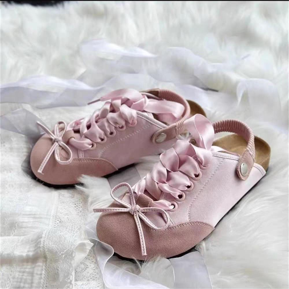 

Flat bottom wear cool slippers women s summer new two wear slippers bow bag head half drag flat bottom comfortable 35 рожевий