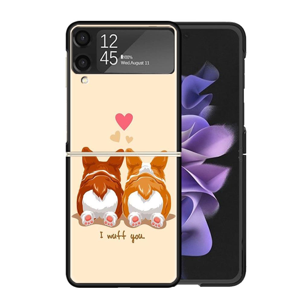 

Cartoon Corgi Cute Dog Clear Phone Case For Samsung Z Flip 7 6 5 4 3 Galaxy ZFlip7 ZFlip6 ZFlip5 ZFlip4 ZFlip3 5G Print Cover Z Samsung Z Flip