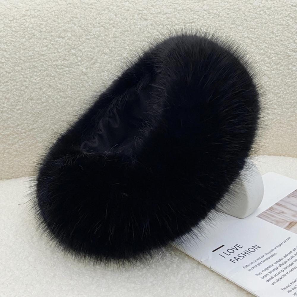 Thick Winter Hat Imitation Fox Fur Wide Headwrap Fashion Elastic Ski Hats  Winter