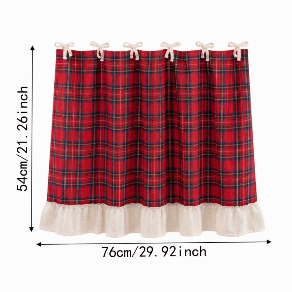Ruffle Trim Oven Door Curtain Rural Style Plaid Dishwasher Cover Skirt Washable Easy To Install Christmas Oven Skirt