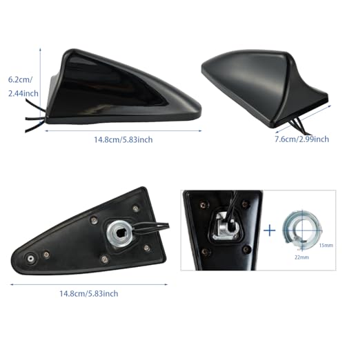 POBADY DAB DAB+ FM/AM GPS Antenna Shark Fin Car Radio Antenna Signal Amplifier with SMA-SMB-DIN Plug Connector and 5M RG174 Cable for Car Digital FM/A