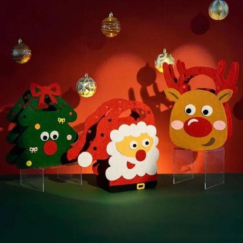 1-20PCS 2025 Christmas Gift Bag Creative Felt Cloth Children Candy Gift Bag Christmas Eve Handheld Portable Apple Bag