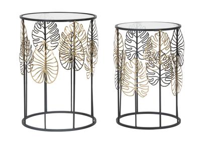 Table Glam Leaves Pair Cm Ø 38X55-33X50