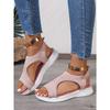 2026 Zomer Nieuw Effen Kleur Ronde Neus Flyknit Mode Romeinse Dames Set Voet Grote Spons Taart Dikke Bodem Sandalen