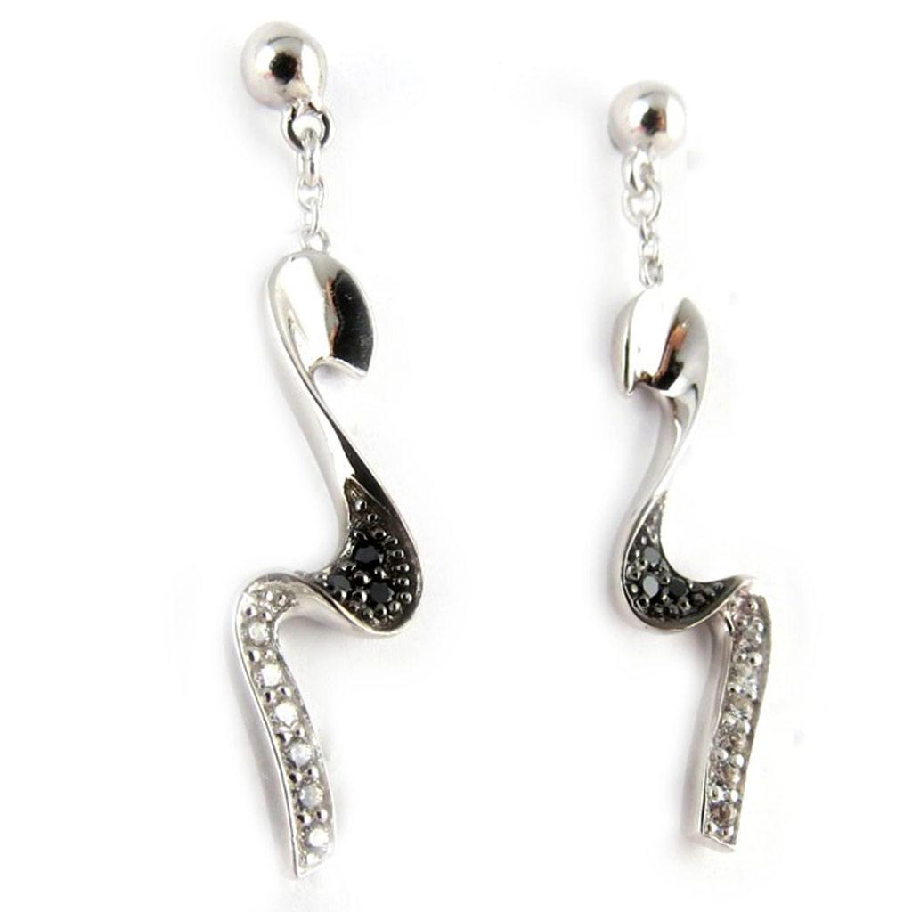 Altesse [K9441] - Silver Earrings 'Scarlett' Black White
