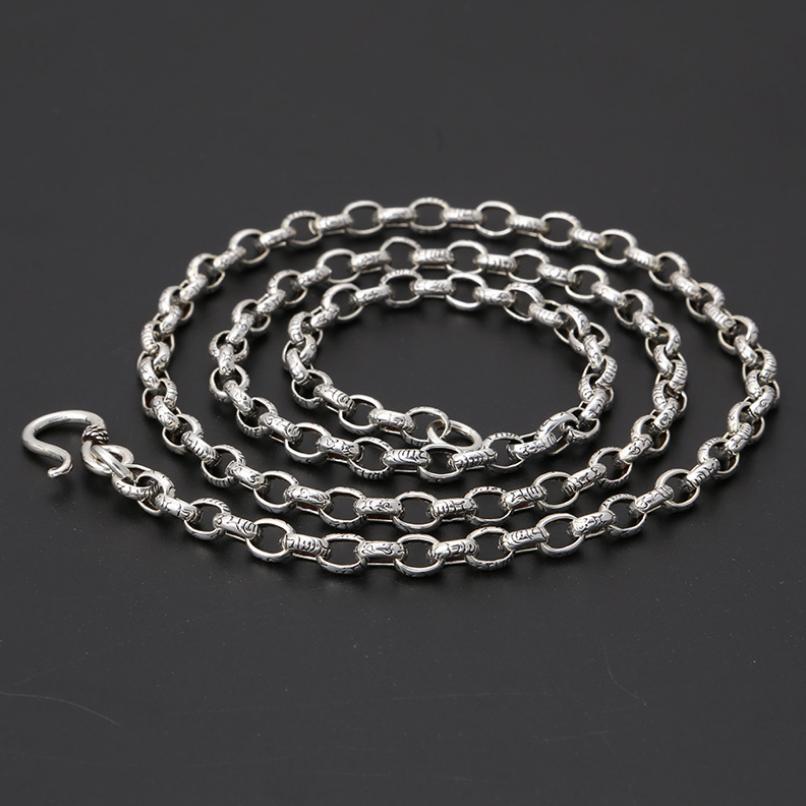 

Настоящее серебро ретро 5 мм длинная цепочка коробка буддизм мантра печатка ожерелье S925 стерлингового серебра байкерское мужское ожерелье ювелирный подарок