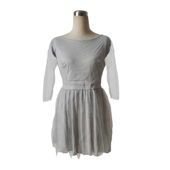 Glitter Starry Tulle Prom Dress For Women Long Sleeve Crew Neck Formal