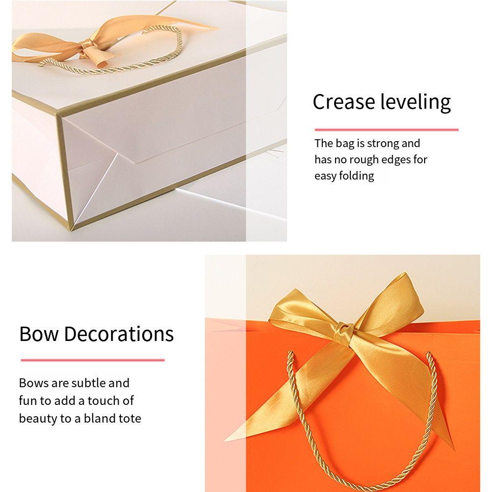 10Pcs Portable Gift Paper Bag Bow Ribbon Wedding Gift Bag Clothing Handle Bag  Celebration