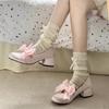 Fashion Pink Lolita Mary Janes Shoes Women Japanese Princess Kawaii High Heels Shoes Female Sweet Bow French Vintage Platform Shoes 2024