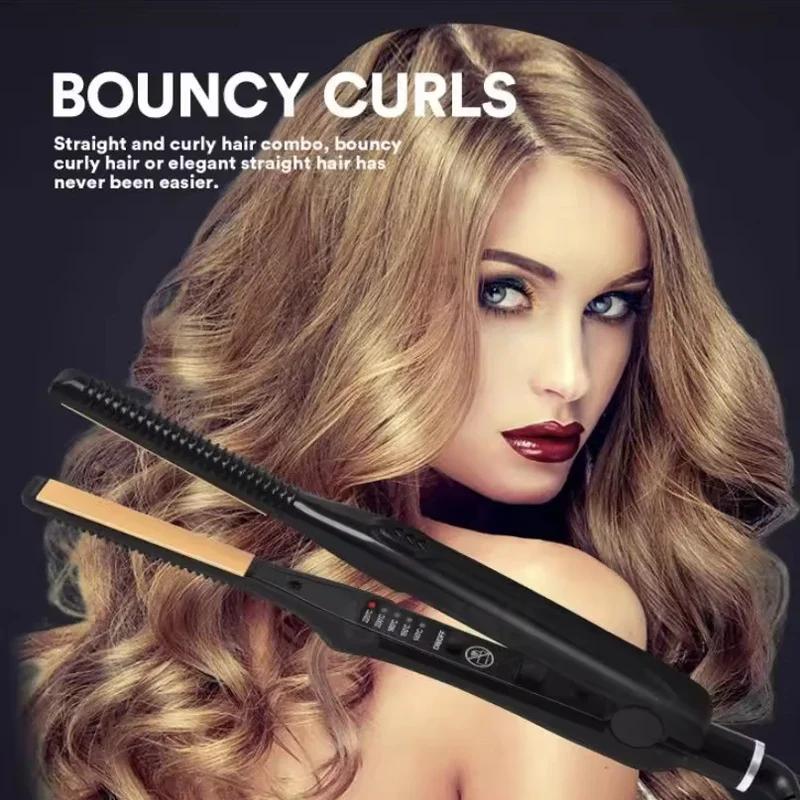 Piastra per Capelli e Arricciacapelli Mini 2-in-1 Professionale in Ceramica Piastra Piatta Corta per Donne e Uomini Raddrizzacapelli per Barba