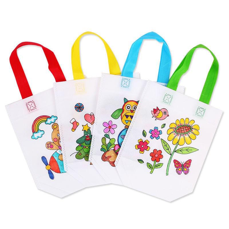 Children's DIY Graffiti Tote Bag – Eco-friendly Non-woven Art Bag for Creative Kindergarten Projects