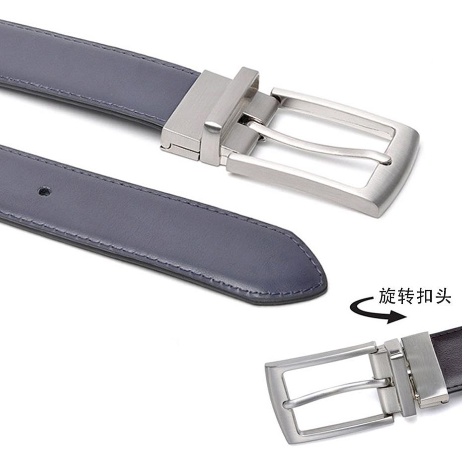 Men'S Simple Pin Buckle Double-Sided Belt, Casual Belt Belt Belt Rotating Buckle