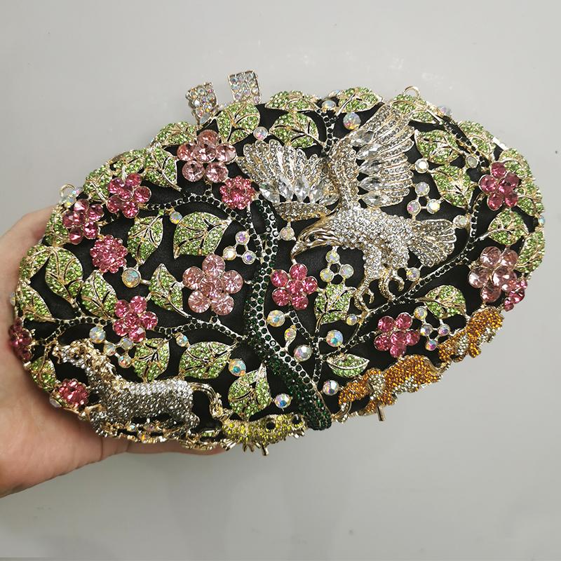 

Flower 3D Crystal Evening Clutch Bag WHTUOHENG Large Women Rhinestone Party Clutches Lady Phone Purse Diamond Small Handbags 22cmX12.5cmX6cm