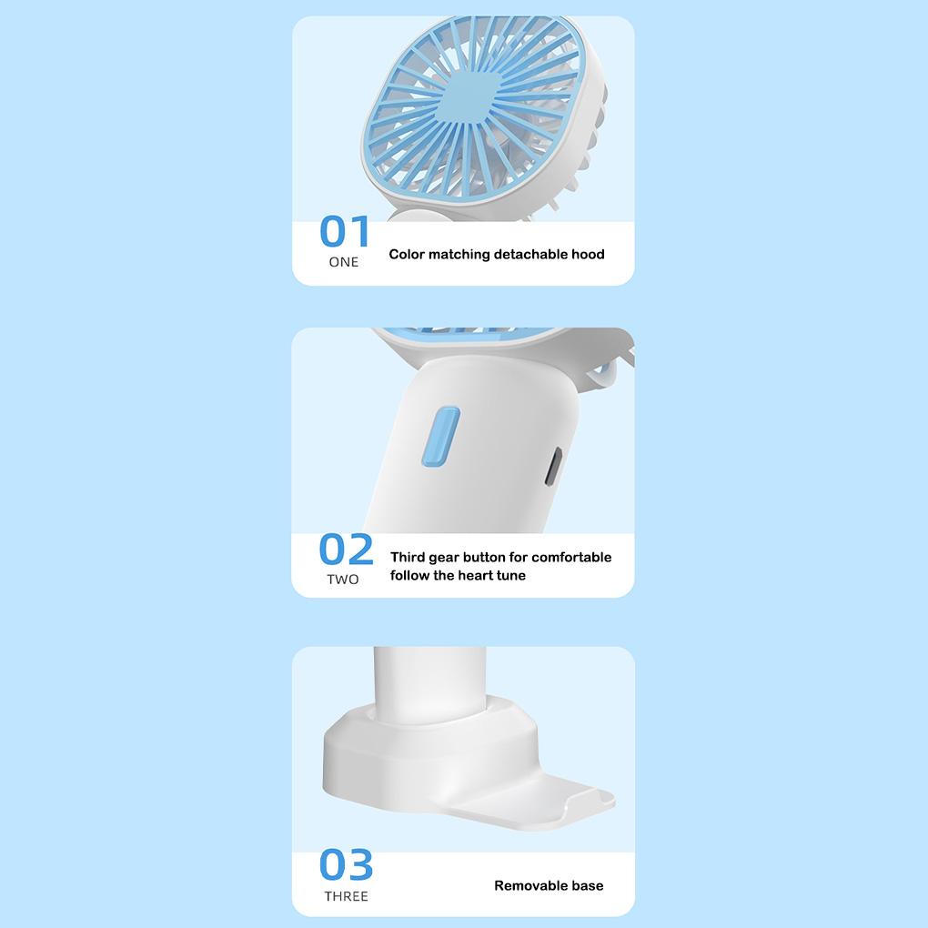 Mini Handheld Fan Usb Rechargeable Air Cooling Outdoor Long Battery Tabletop Gift for Travel Shopping Car Office