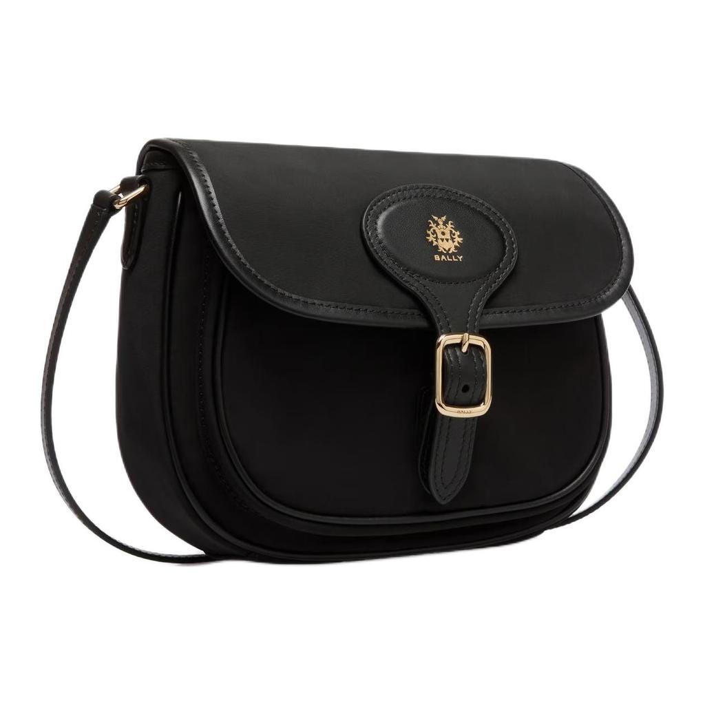 Bally B-Light Rectangular Metal Buckle Nylon Crossbody Bag Small Women bags Black 6311484