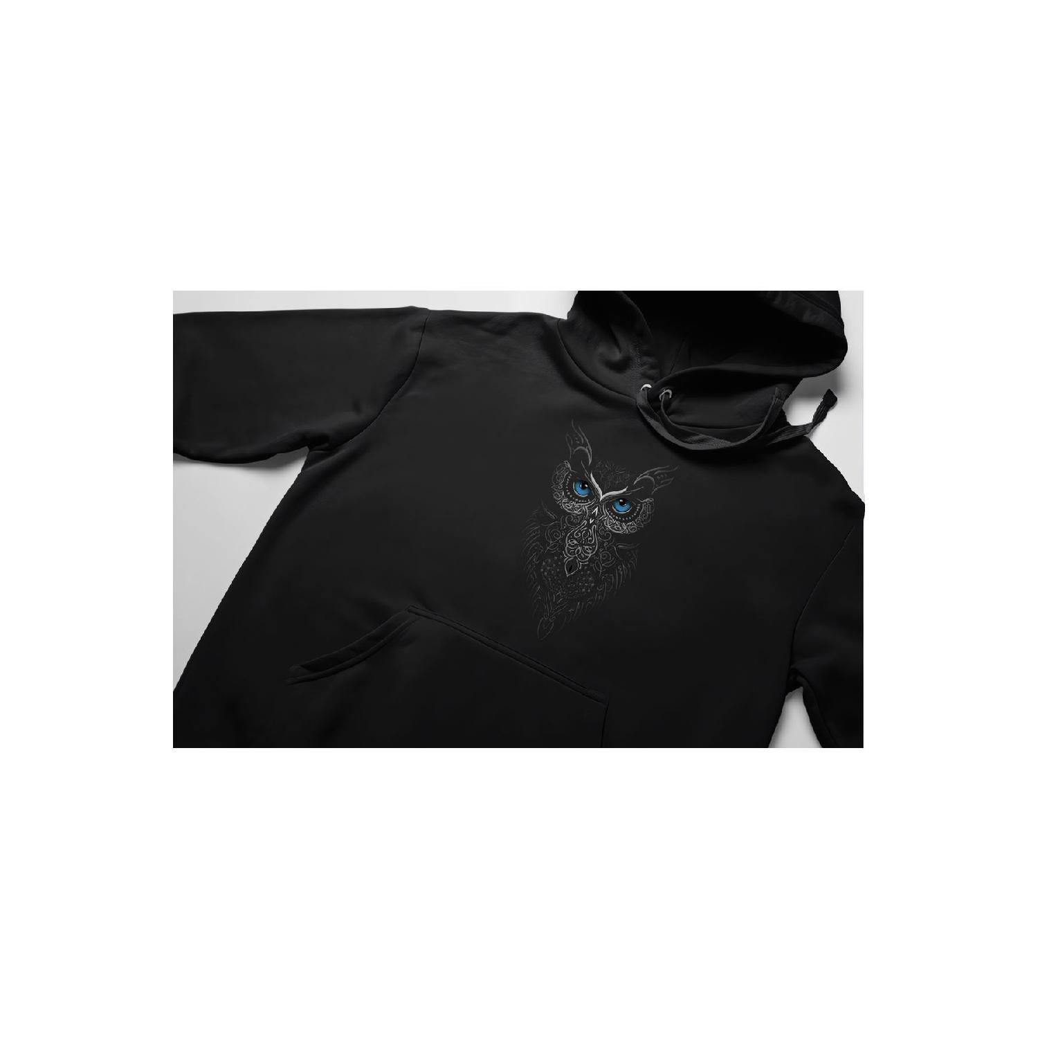 

Owl Printed 3 Thread Thick Winter Special Design Sweatshirt Hoodie S чёрный