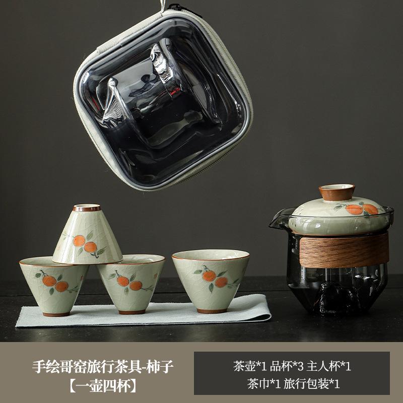 Hongyue Glass Covered Bowl Teacup Large Single Non-Hot Hand-Grasping Pot One Person Kung Fu Tea Set Underglaze Color Brewing Teapot