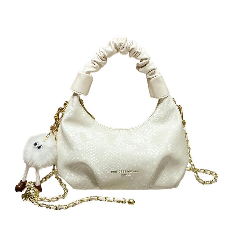 Luxury-luxurious, Niche-sized Handbag - Ruffled Cloud-shaped Bag, Single-shoulder Crossbody Bag with Chain Strap