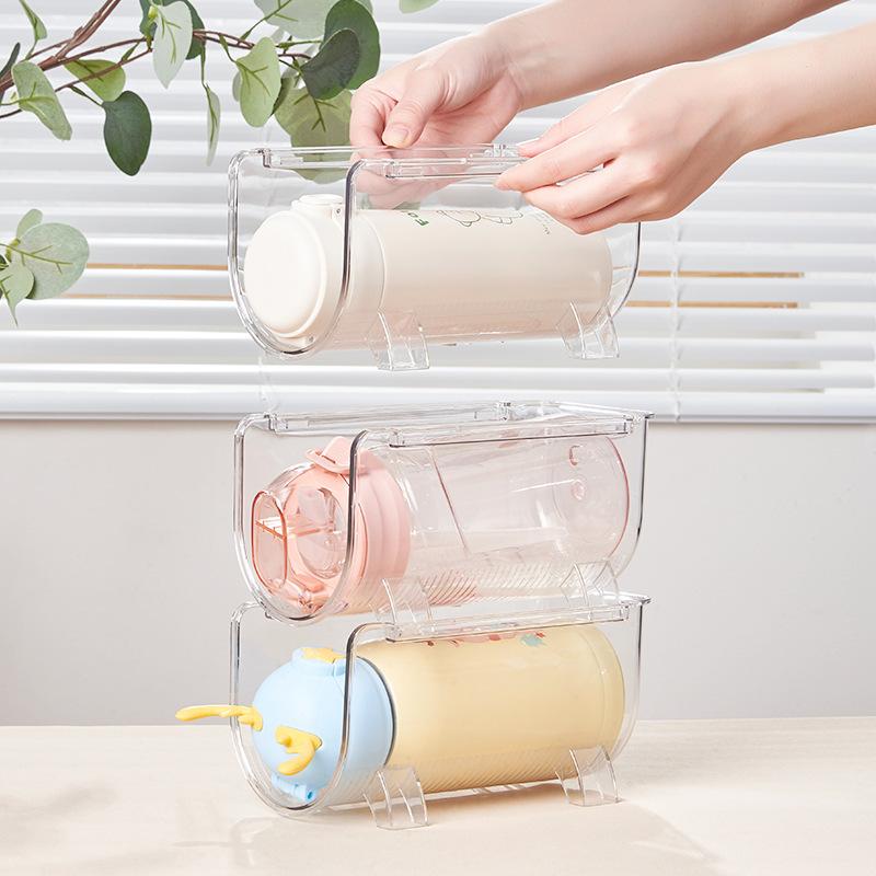 Stojan na odkládání pohárů na vodu Vícevrstvý úložný stojan Průhledný na stůl Lze stohovat Držák na poháry Prachotěsný Domácí Termoizolační pohár