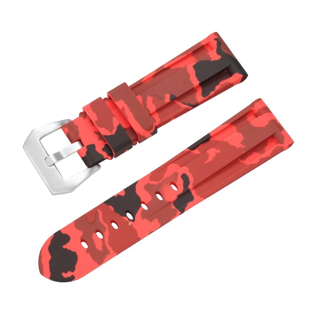 Universal Silicone Watch Band for Panerai - 20mm 22mm 24mm 26mm Soft Rubber Camouflage Sport Big Buckle Durable Strap for PAM Military Smart Watch