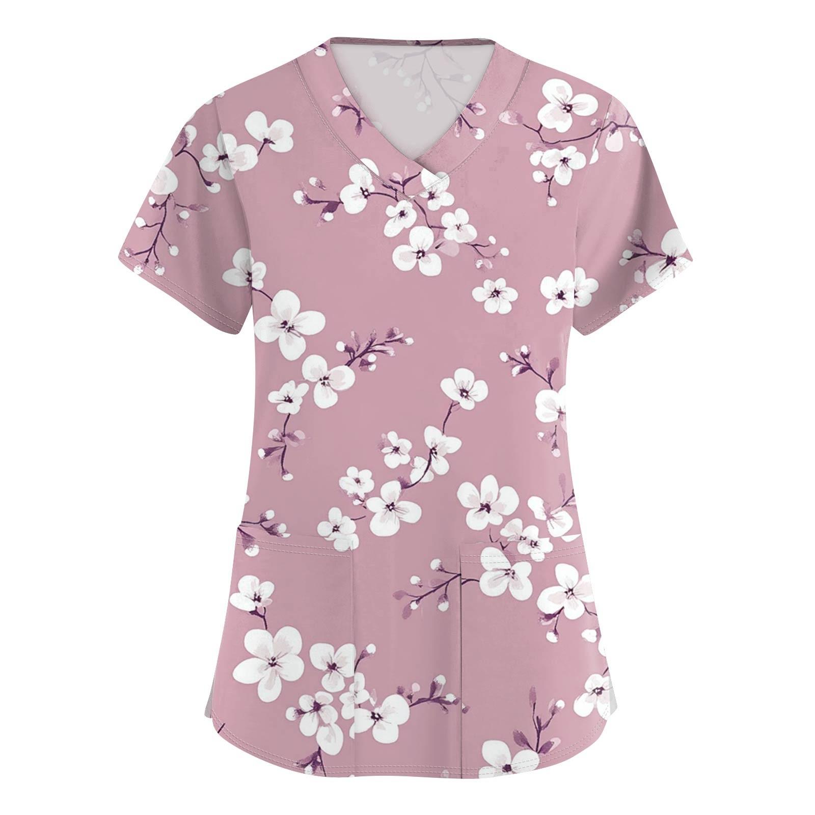 

Жіночий модний робочий одяг із короткими рукавами та подвійними кишенями XXXL рожевий