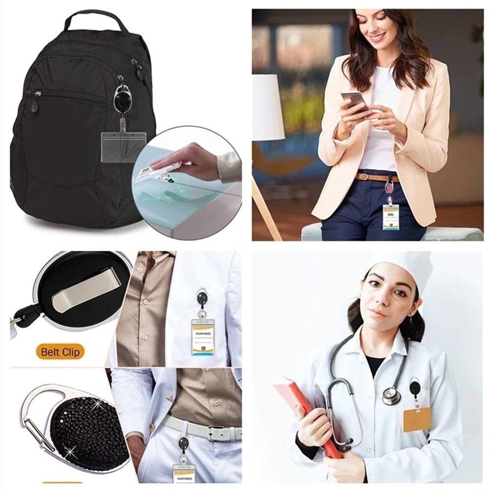 Color Crystal Retractable Badge Holder Work Card ID Card Holders  Bag Keychain