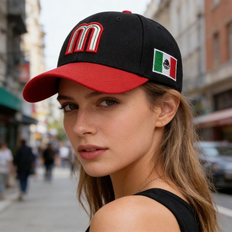 Mexico M Letter Embroidered Baseball Cap Adjustable Cotton Polyester Blend Sunhat For Men Women Kids