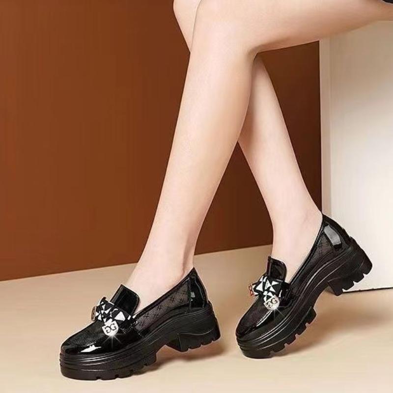 Round Toe Loafers Shoes for Women High Heels Platform Mesh Breathable Woman Pumps Summer 2025 Popular Vacation Shoe On Promotion