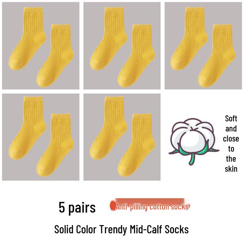 

Children s Solid Color Mid-Calf Cotton Socks for Boys and Girls - Spring and Autumn L / Shoe Size 28-32 / 6-8 Years