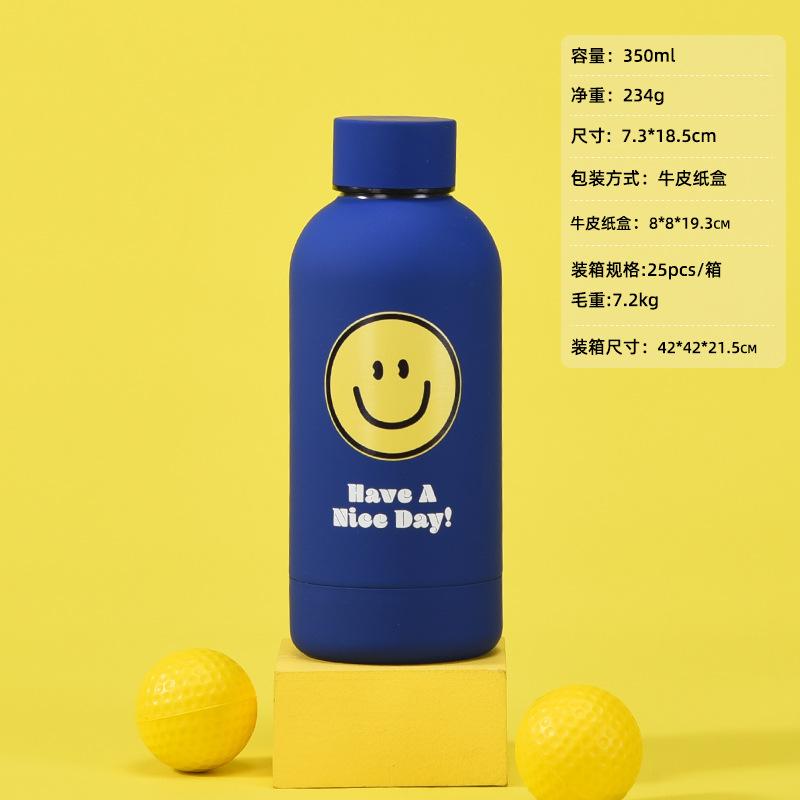 

Stainless Steel Thermos Cup Smiley Face Blue Series Straw Cup Coffee Cup Set Handle Sports Water Cup 350-1000ml