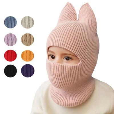 Crochet Ears Protection Hat Soft Wool Neck Protection Cap Cartoon Ears Balaclava Hat  Autumn Winter