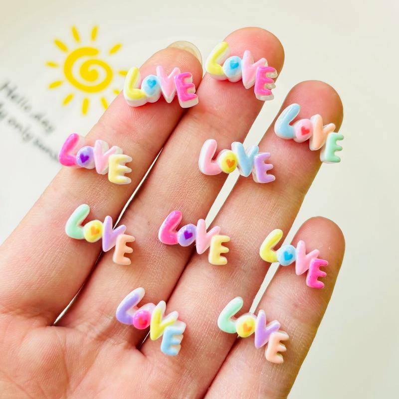 30 Pcs New Cute Valentine'S Day Letter Resin Figurine Crafts Flatback Cabochon Ornament Jewelry Manicure Making Accessories A61