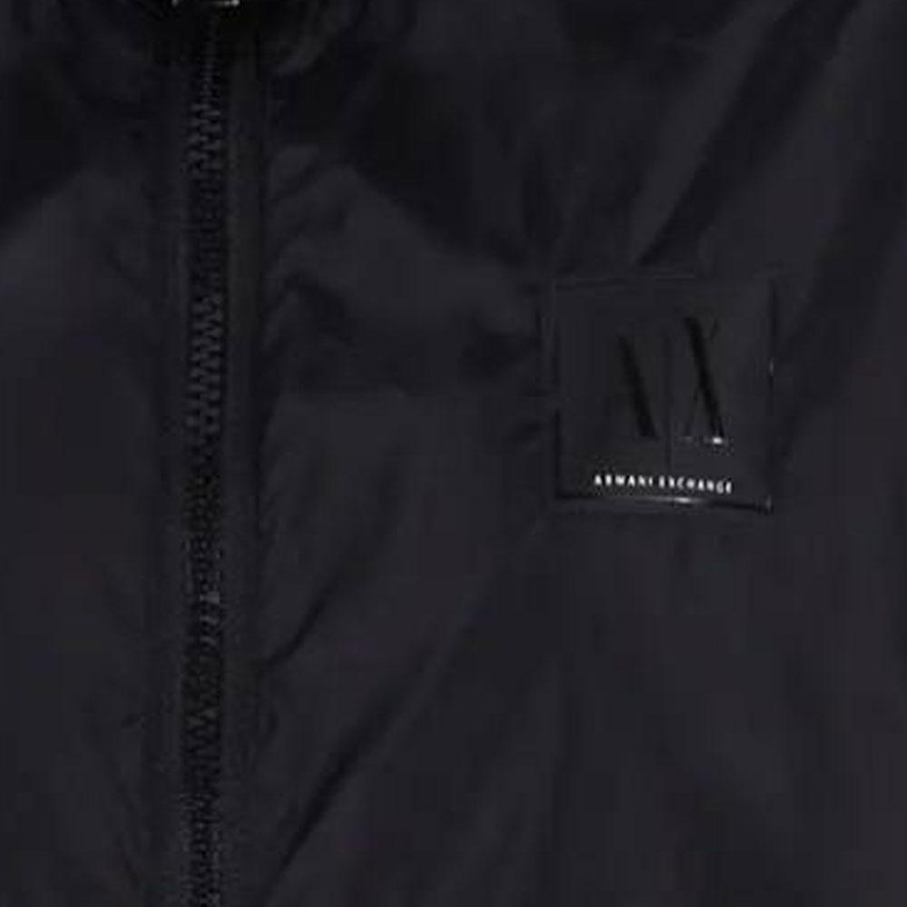 Armani Exchange Long Sleeve Hooded Zipper Front Drawstring Hem Jacket Women jackets Black XW000955-AF12285-UC001