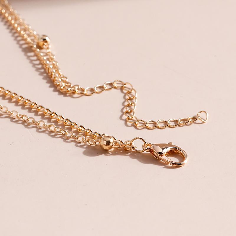 Einfache Doppelschicht-Choker-Halskette für Damen, modisch, kurze Anhänger, Mond, Stern, Schlüsselbein-Halskette, französischer Alltagsschmuck