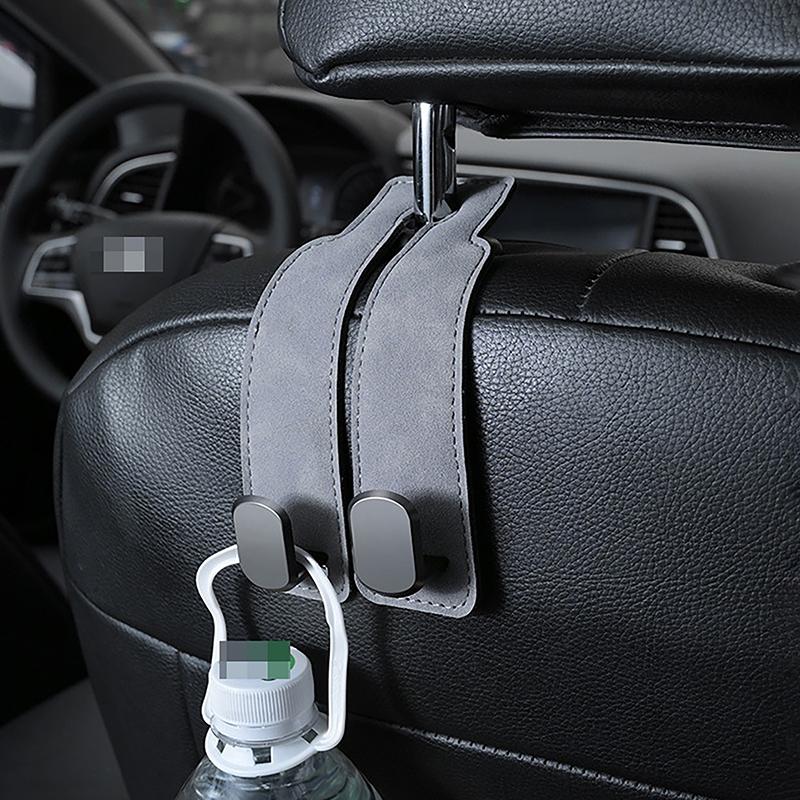 Single/Double Hook Car Headrest Hook Premium Suede Rear Seat Hanging 20Kg Large Load-Bearing Hook Hanger Universal