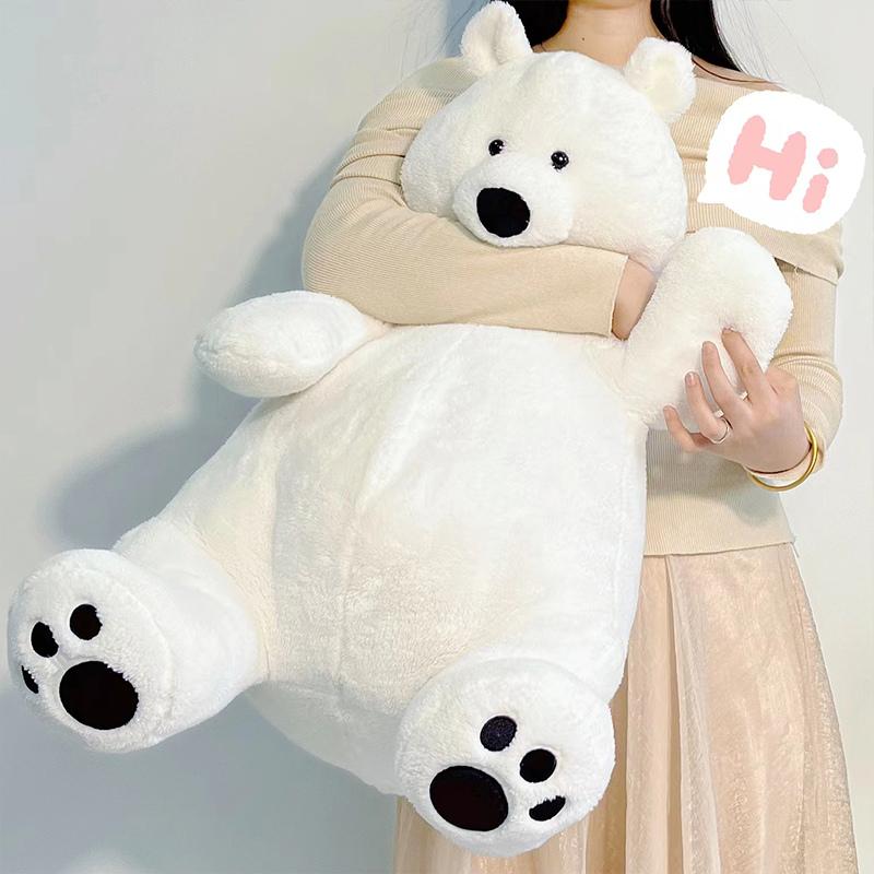 Wucifang Bags Boys White Polar Bear Stuffed Plush Playthings Super Soft Bear Pillow Cute Animals Pillows Ice Bear Plushies Dolls Ideal For Home Girl Gifts