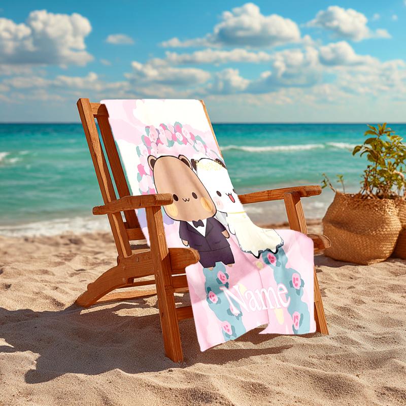 Personalized customized proof beach towel with Bubu Dudu  pattern - soft, absorbent, quick-drying, perfect swimming, camping&bathing