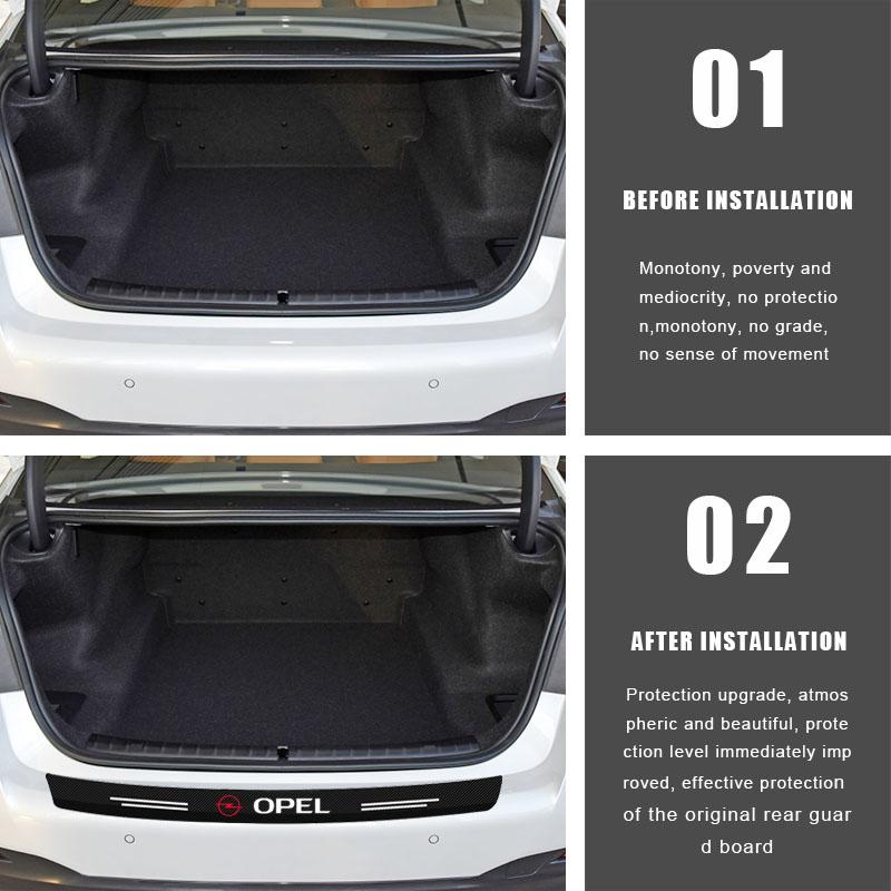 1pcs Carbon Fiber Car Trunk Rear Bumper Sticker Guard Plate Protector For Opel Insignia Astra H G J Antara Vectra Vivaro Corsa C D Zafira Car Styling