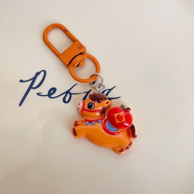 

Cute Cartoon Pony Keychain Kawaii Year Of The Horse Mascot Pendant Keyring Backpack Hanging Decoration New Year Gift A1
