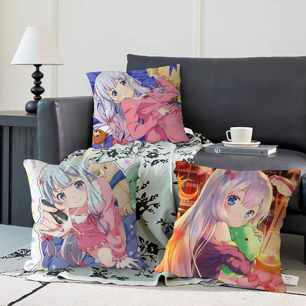 Anime I-Izumi S-Sagiri Decorative Room Aesthetics Pillow Case Home Decor Bedroom Sofa Bed Couch Pillow Cover 45x45